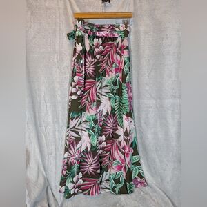 NY & CO 7th Ave Design Studio Tropical Palm Leaf Women’s Medium Maxi Skirt Tie